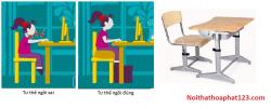 Tư thế ngồi bàn học an toàn phòng ngừa cận thị đau cột sống