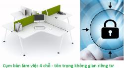 Mẫu cụm bàn làm việc 4 chỗ - tôn trọng không gian riêng