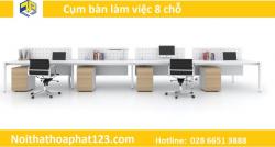 Cụm bàn làm việc 8 chỗ - Thiết kế cụm bàn 8 chỗ theo yêu cầu