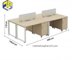 Văn phòng thông minh với cụm bàn làm việc 4 chỗ Hòa Phát