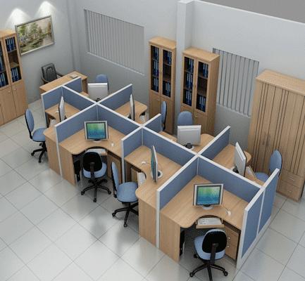 Vách ngăn bàn nhôm nỉ VNNN-02