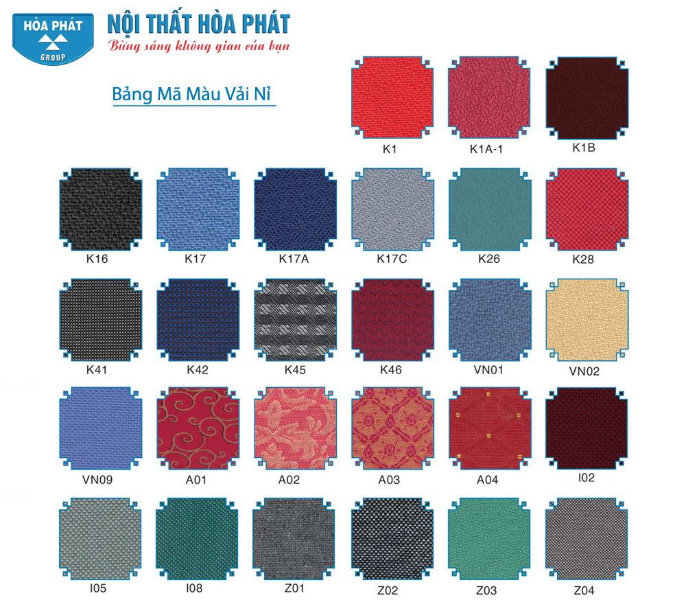 Bảng màu vải nỉ hòa Phát