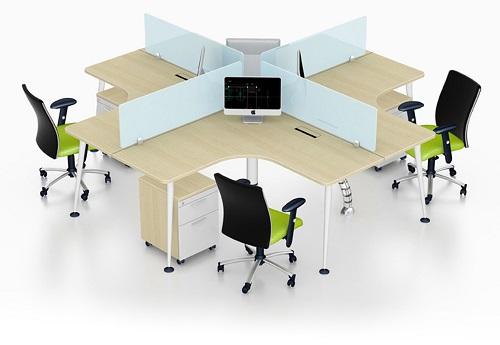 Chất liệu bàn và vách ngăn cụm bàn làm việc 4 người