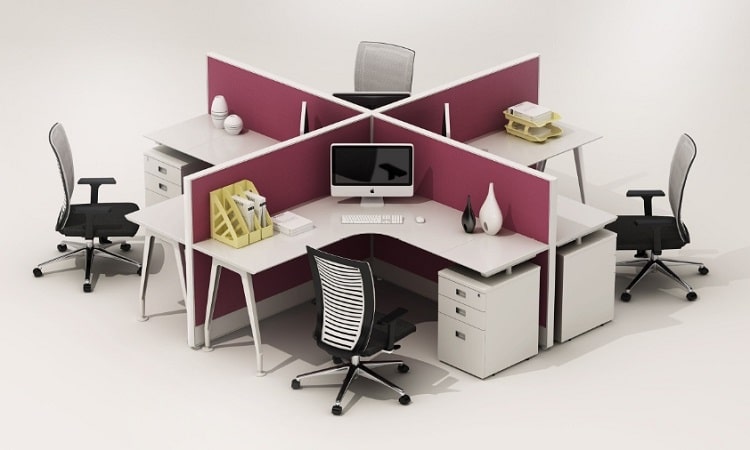 Chất liệu bàn và vách ngăn cụm bàn làm việc 4 người