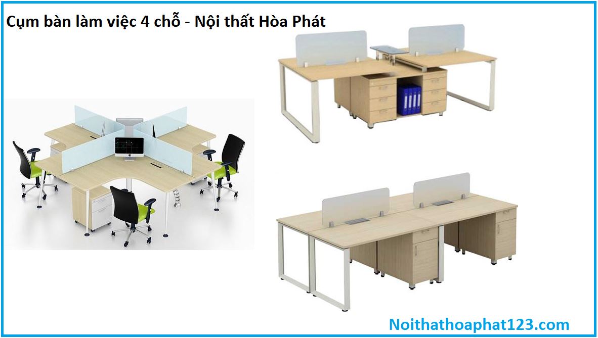 Cụm bàn làm việc 4 chỗ nội thất hoa phát