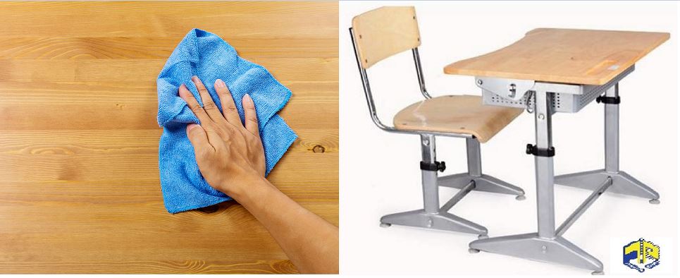 làm sạch bàn ghế học sinh ngay tại nhà