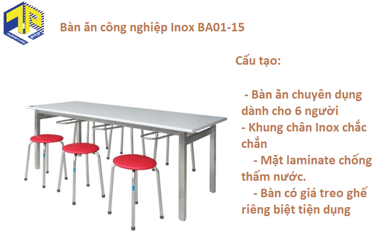  Bàn ăn công nghiệp Inox BA01-15