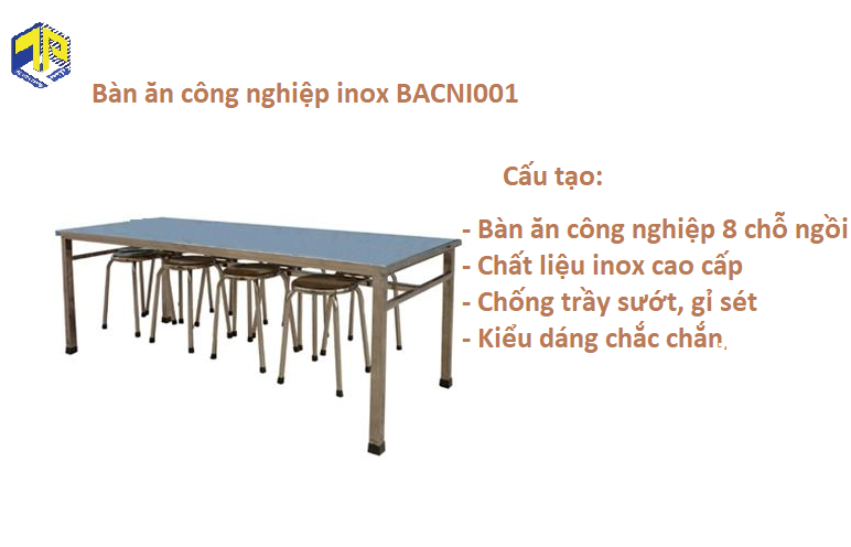  Bàn ăn công nghiệp inox BACNI001
