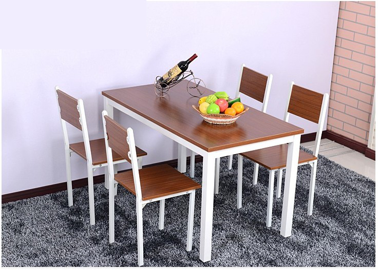 Bàn ghế ăn chân sắt mặt gỗ hiện đại