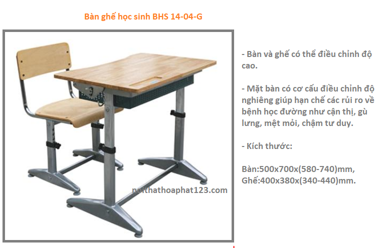 bàn ghế học sinh BHS 14-04-G
