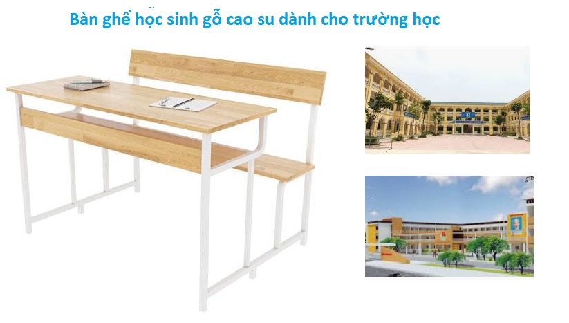 bàn ghế học sinh gỗ cao su dành cho trường học