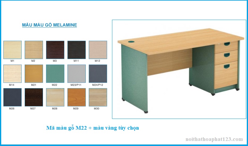 bàn làm việc vàng xanh hòa phát
