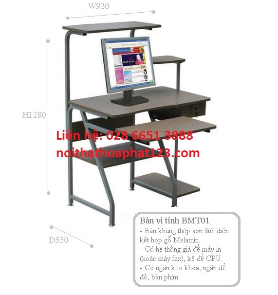 Bàn máy tính khung thép BMT01