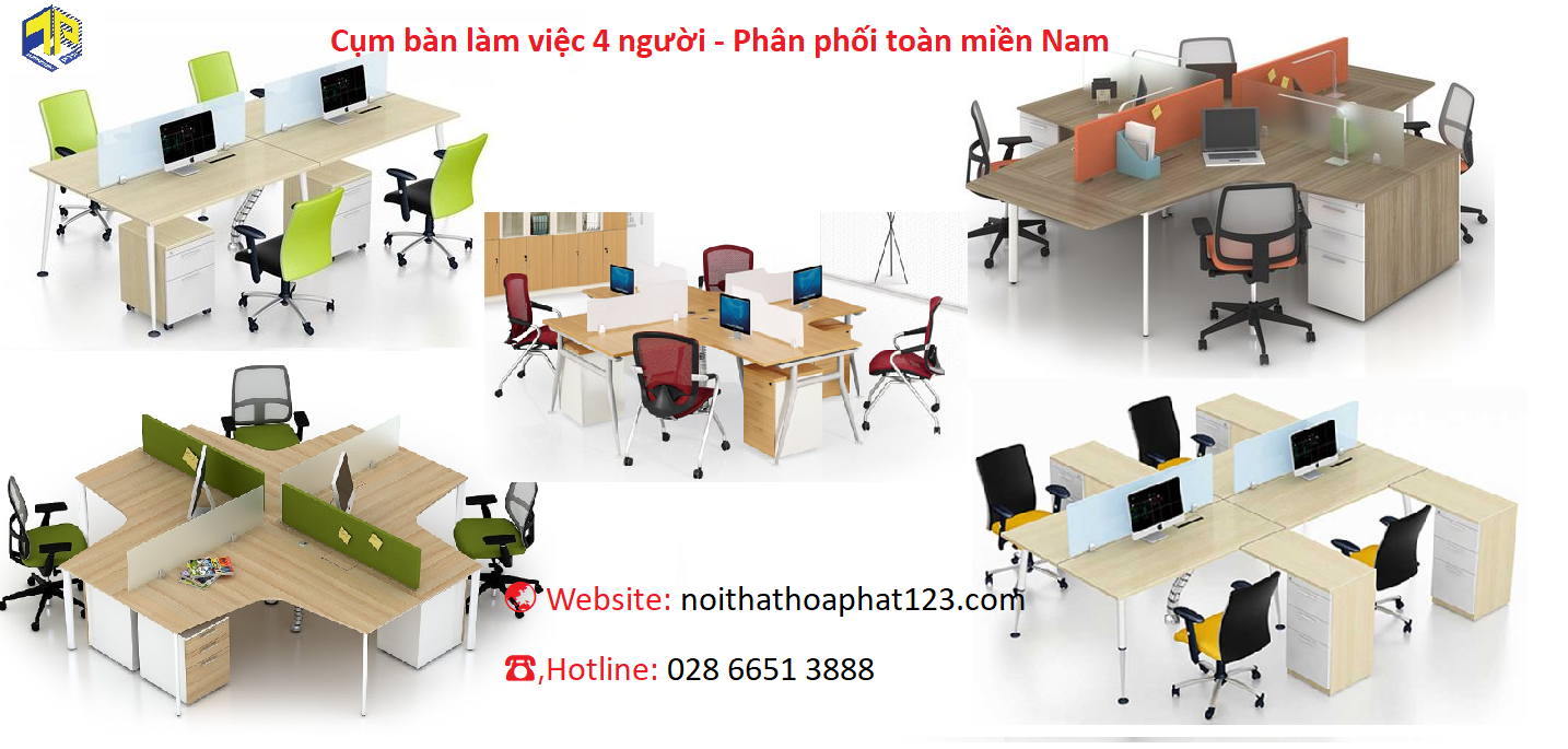 cụm bàn làm việc 4 người