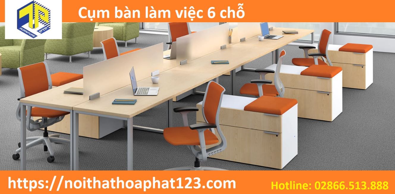 Cụm bàn làm việc 6 chỗ