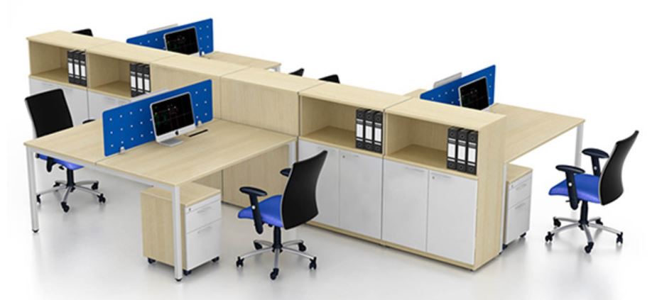 Cụm bàn làm việc liền tủ 6 chỗ CBT-06
