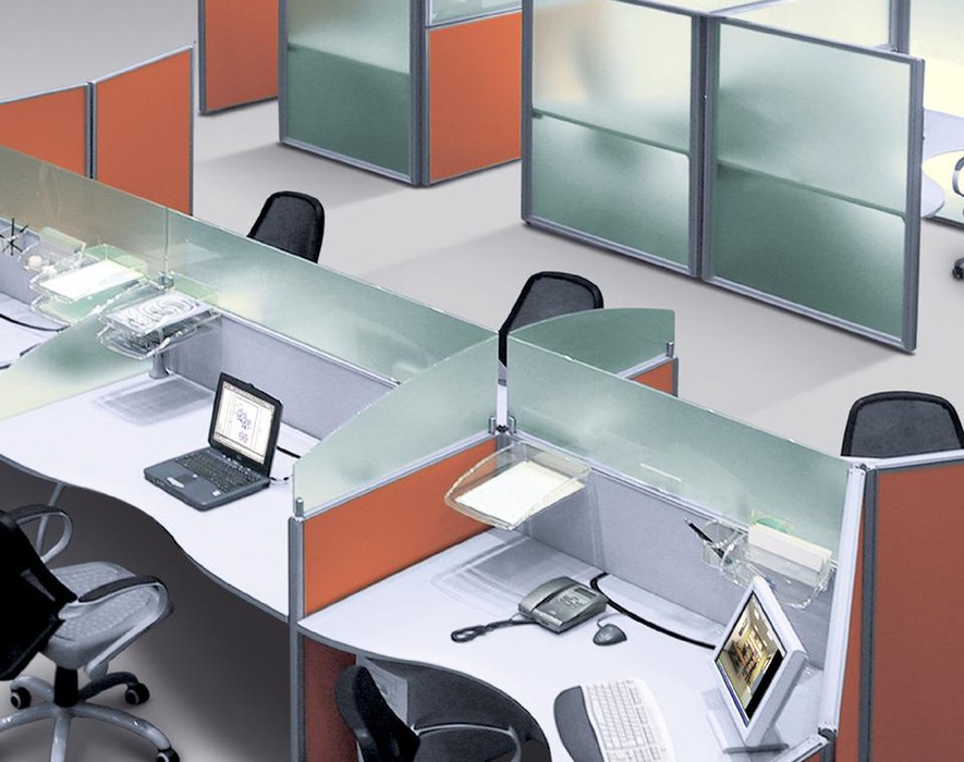vách ngăn bàn làm việc bằng kính